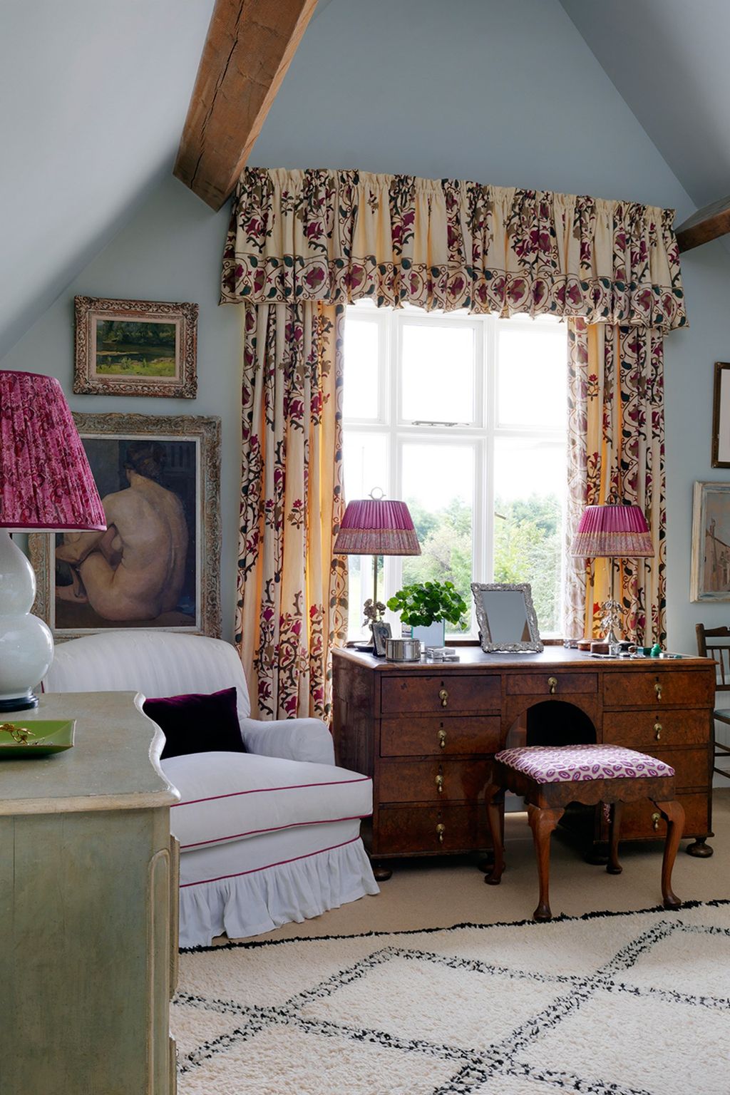 Main Bedroom Seating Area  At Home Quirky Wiltshire Farmhouse | Real Homes