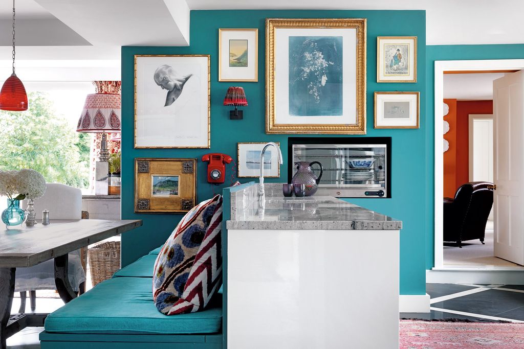 Bold blue Kitchen with patterned accents | Kitchen Design Ideas