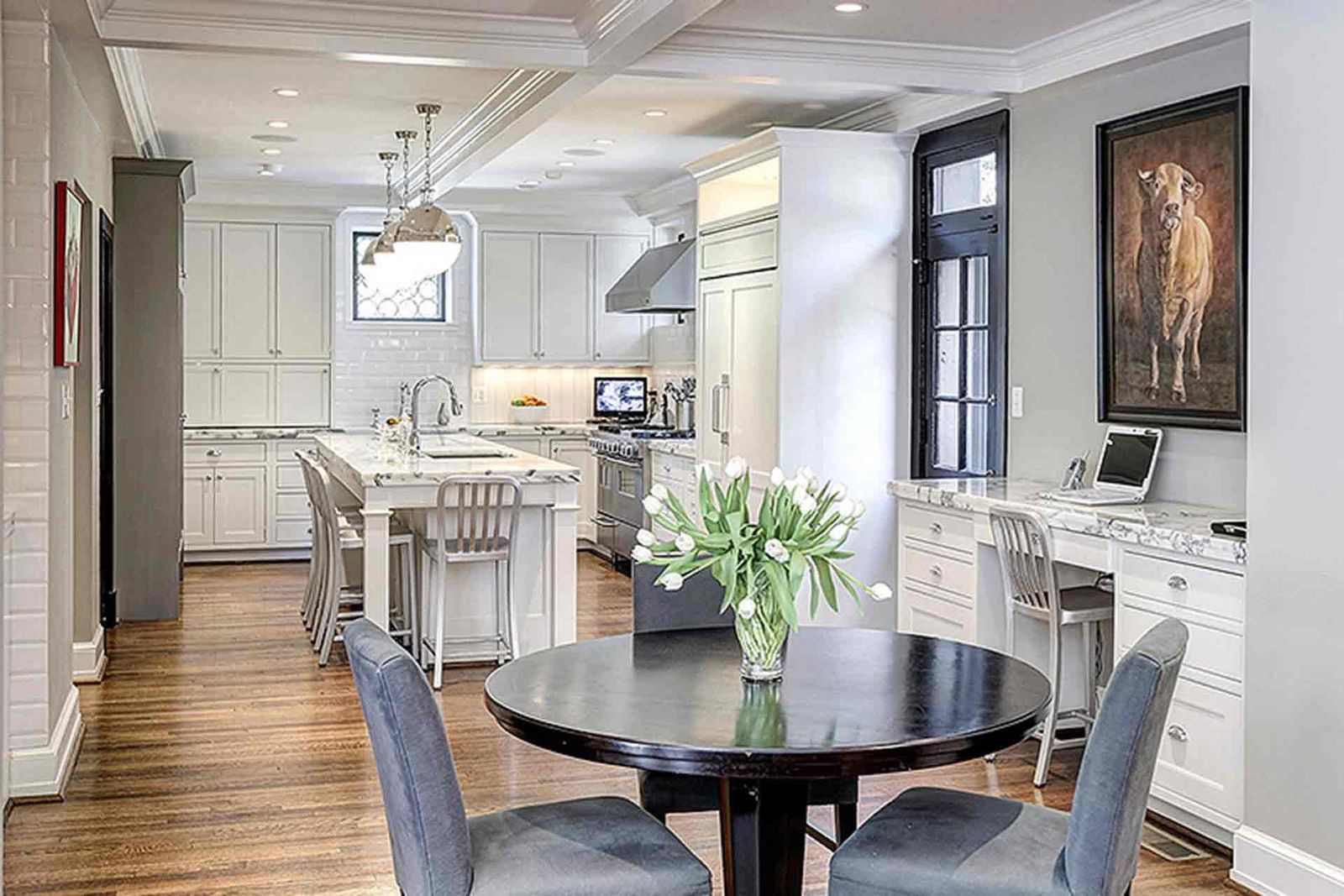 Image may contain Furniture Chair Indoors Room Interior Design Table Housing Building Dining Table and Kitchen