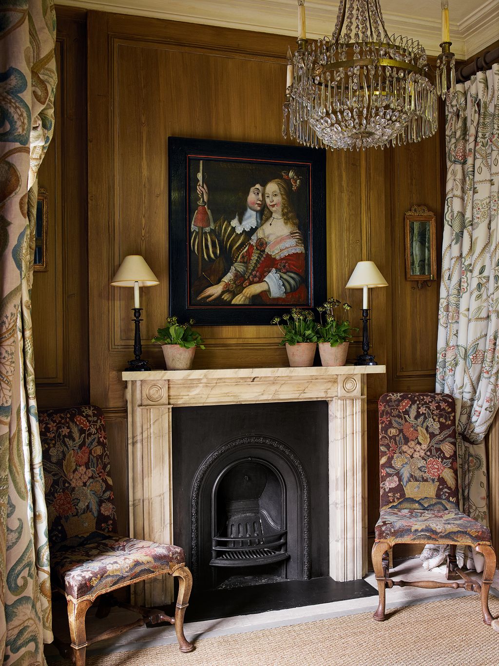 Image may contain Interior Design Indoors Furniture Marie Laurencin Home Decor Living Room Room Fireplace and Human