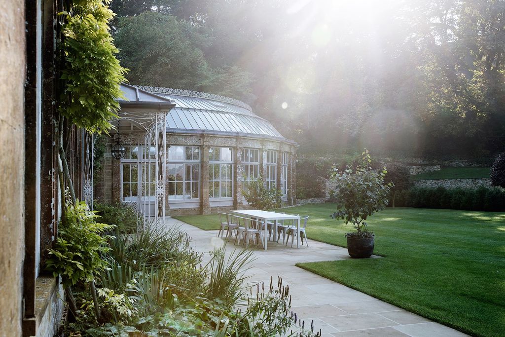 The Georgian orangery was updated by the Victorian owners and now houses one of two kitchens.  Like this Then you'll...