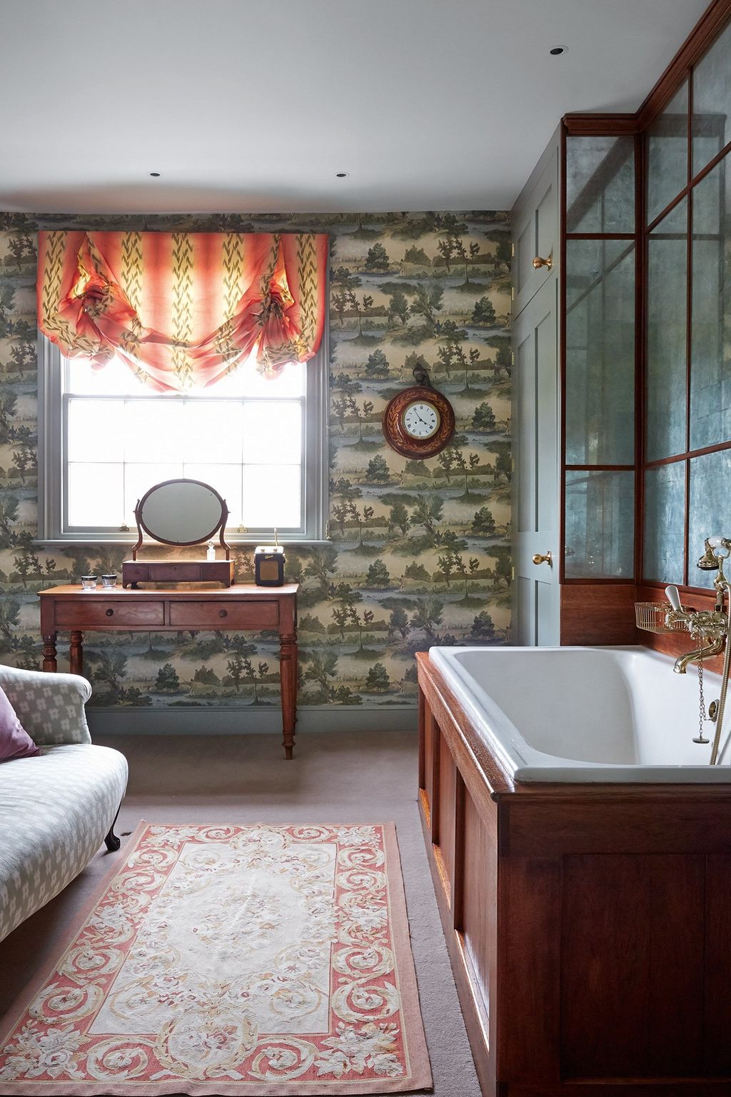 Image may contain Interior Design Indoors Room Furniture Rug Home Decor Wood and Living Room