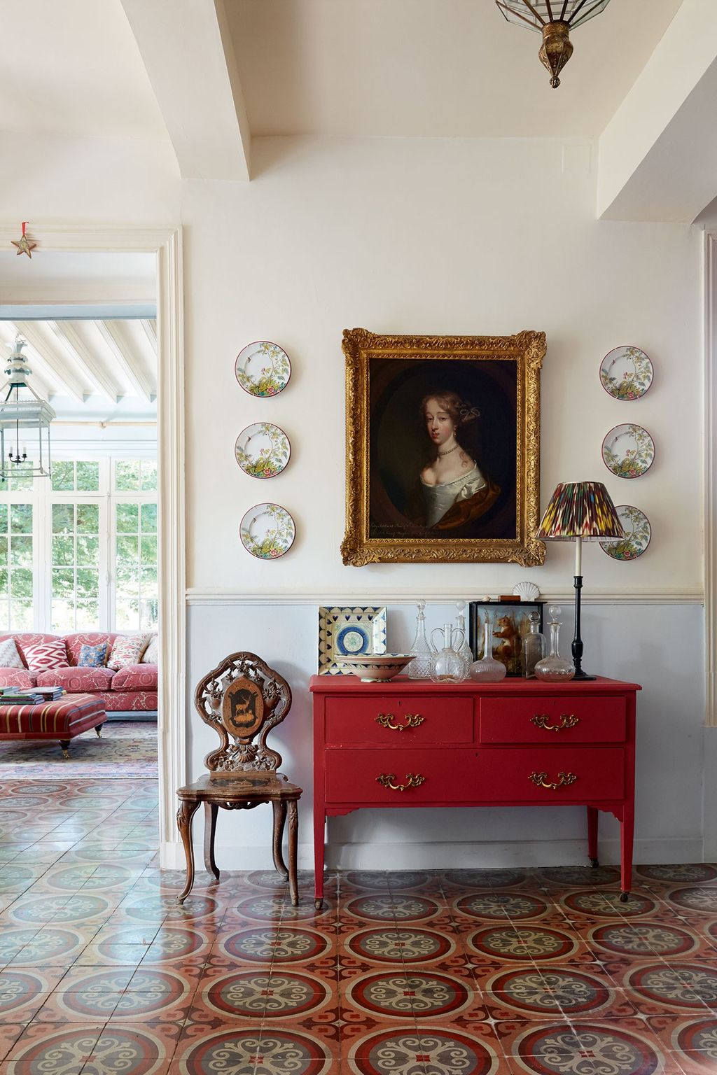 Image may contain Furniture Living Room Room Indoors Flooring Human Person Henrietta Maria of France and Rug