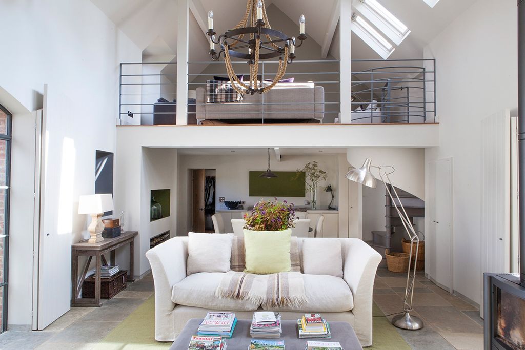 White Living Room Mezzanine | Living Room Design Ideas