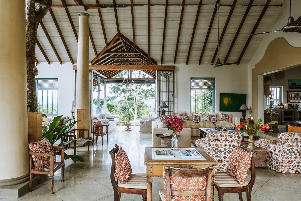 The sofas here were made by local craftsmen to Charlie and Tweenies design. The painting on the far wall was bought in...