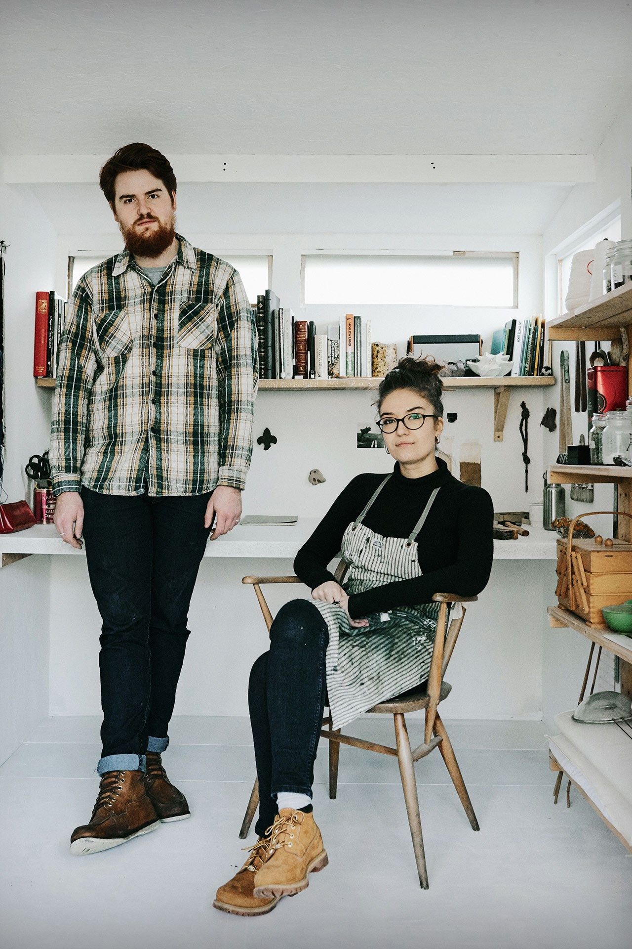 Image may contain Clothing Apparel Human Person Footwear Shoe Furniture Chair Shelf Shirt and Home Decor