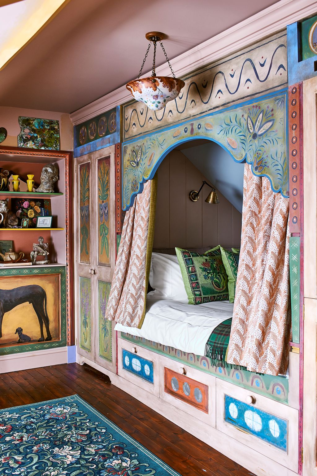 Image may contain Furniture Interior Design Indoors Wood Home Decor Hardwood Shelf and Rug