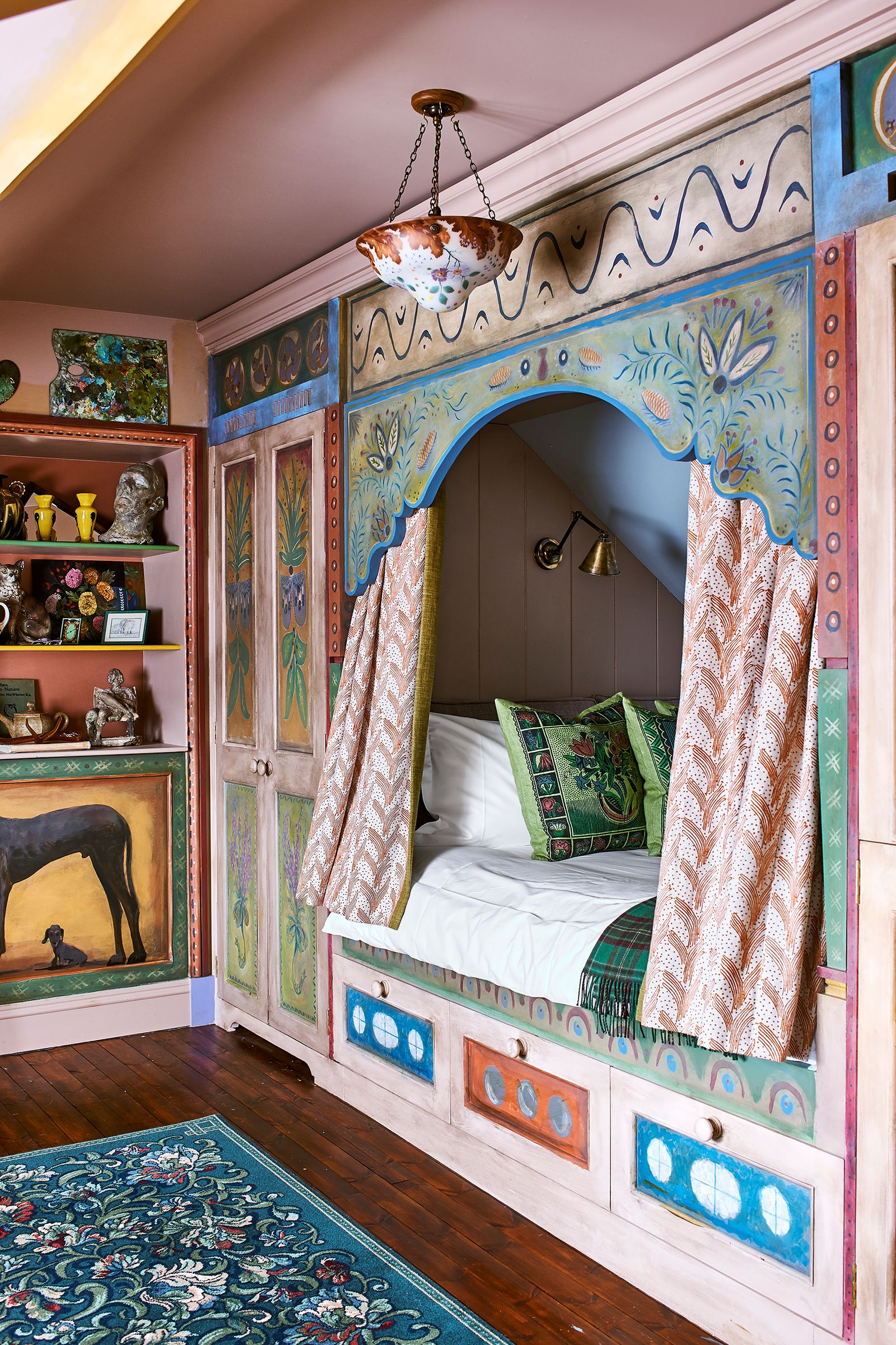 Image may contain Furniture Interior Design Indoors Wood Home Decor Hardwood Shelf and Rug