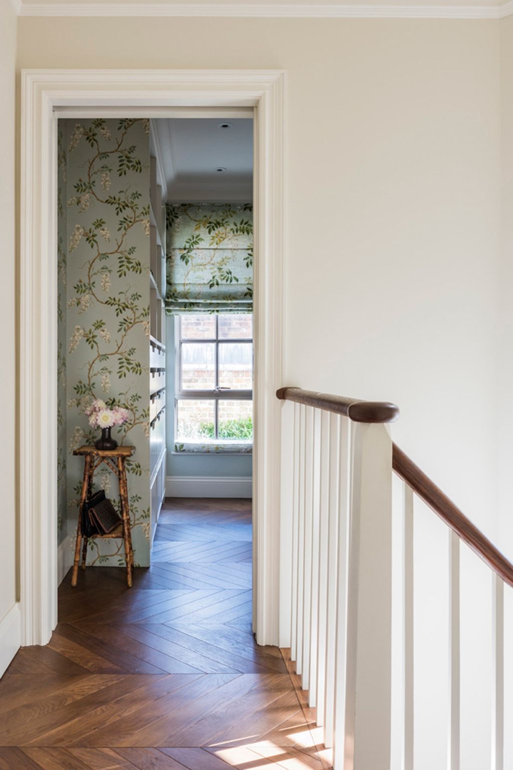 Staircase Patterned Wallpaper | London Terraced Town House Conversion | Interior Design Ideas