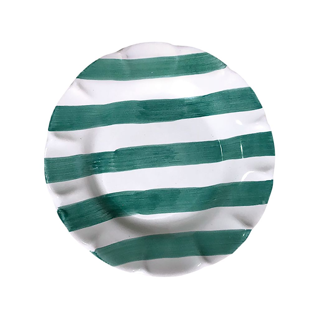 ‘Green Stripe Dinner Plate 13.50 from Popolo.   buttongroup Shop now