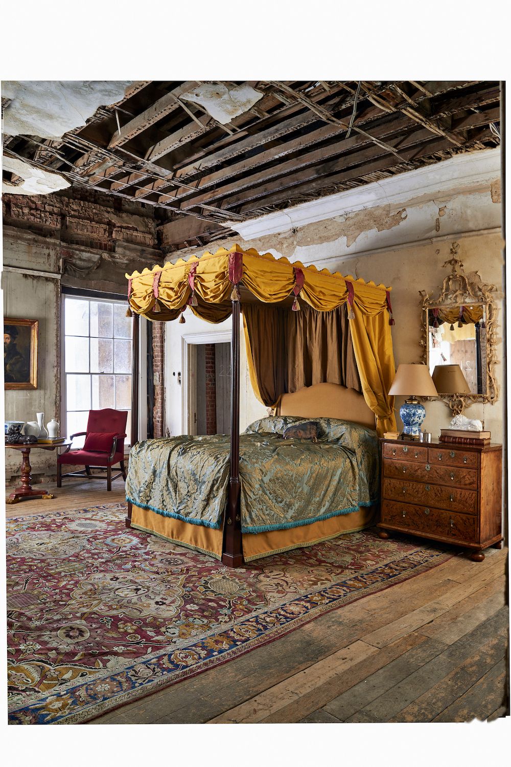 Image may contain Room Bedroom Indoors Flooring Floor Furniture Living Room Hardwood Wood Rug and Interior Design