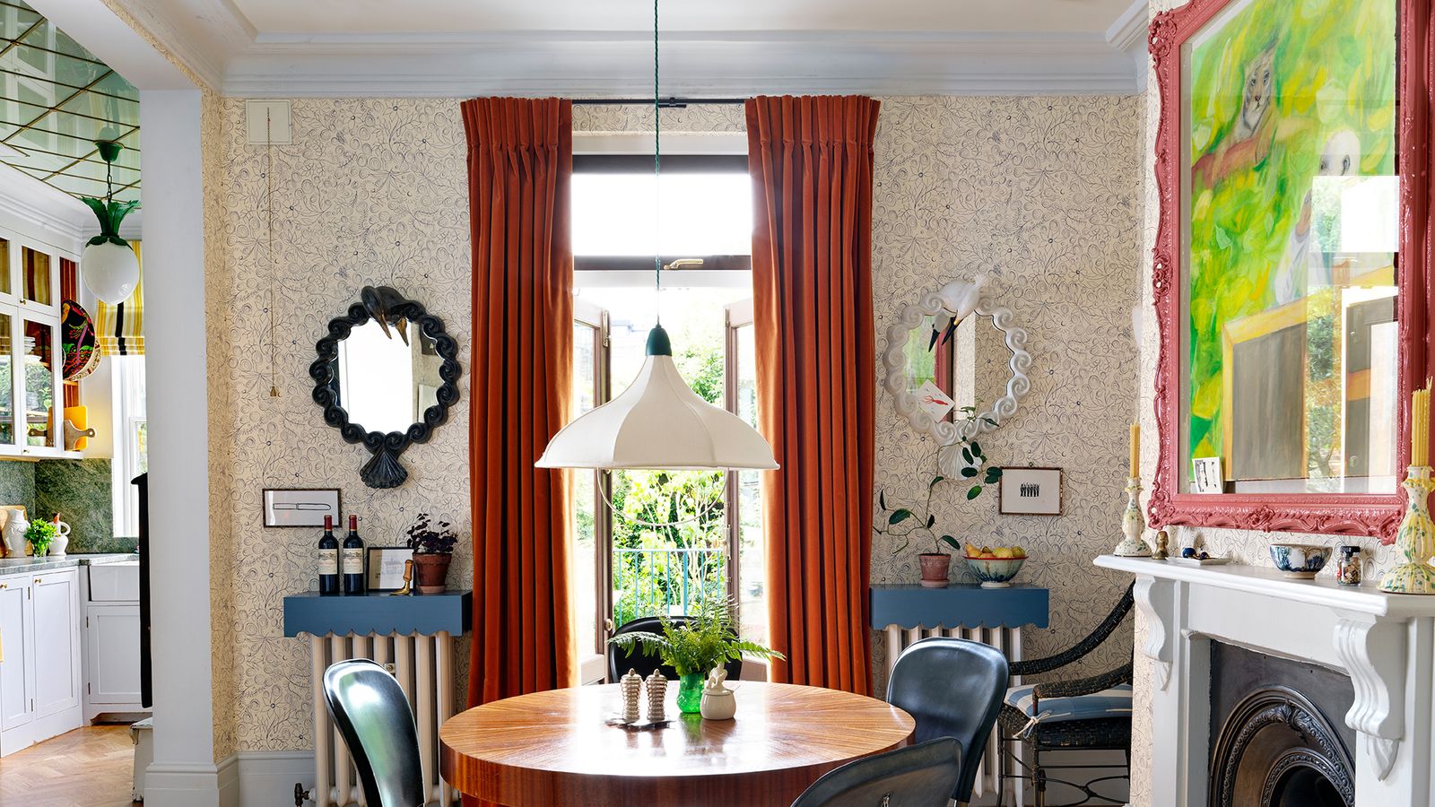 Image may contain: Furniture, Chair, Room, Indoors, Dining Room, Living Room, Wood, Flooring, Interior Design, and Hardwood