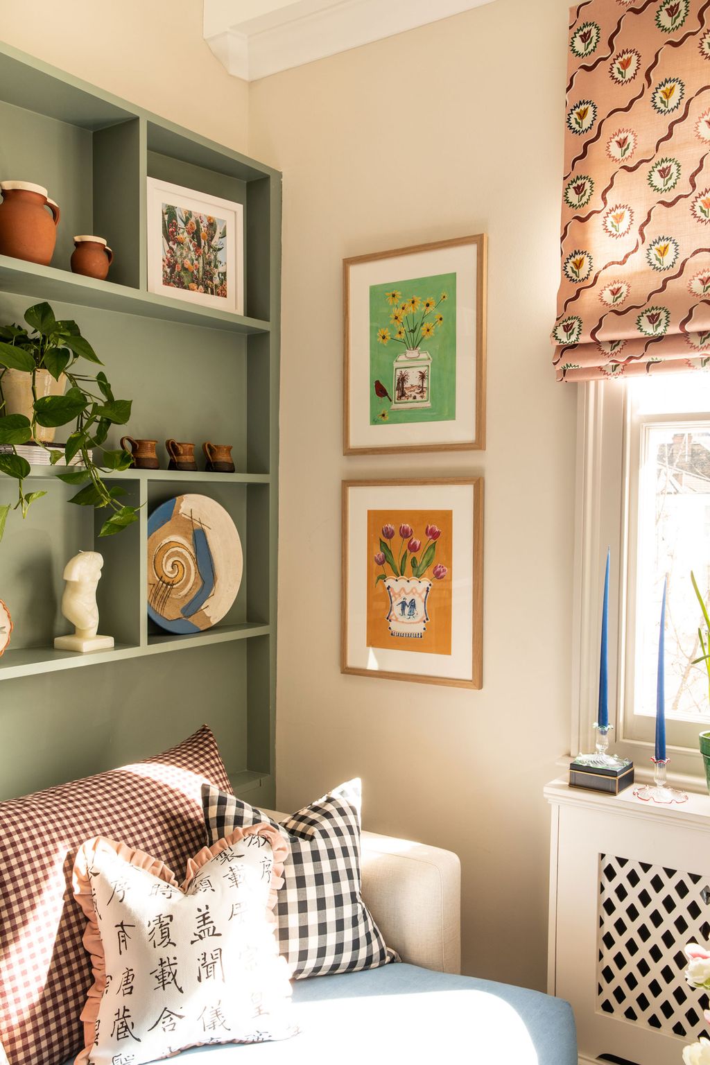 Image may contain Furniture Living Room Room Indoors Corner Shelf Interior Design Cushion and Home Decor