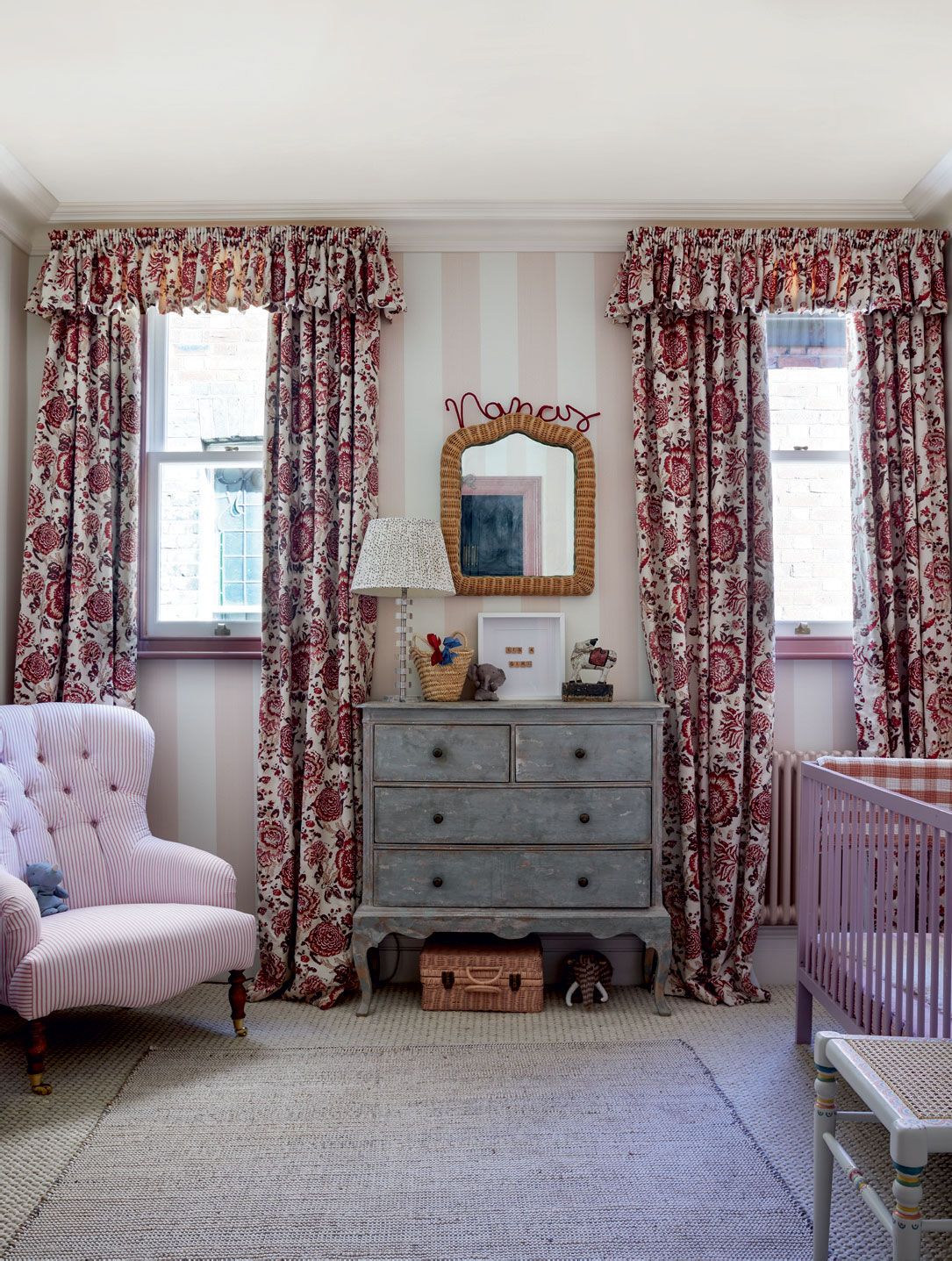 Image may contain Furniture Indoors Room Nursery Living Room and Crib