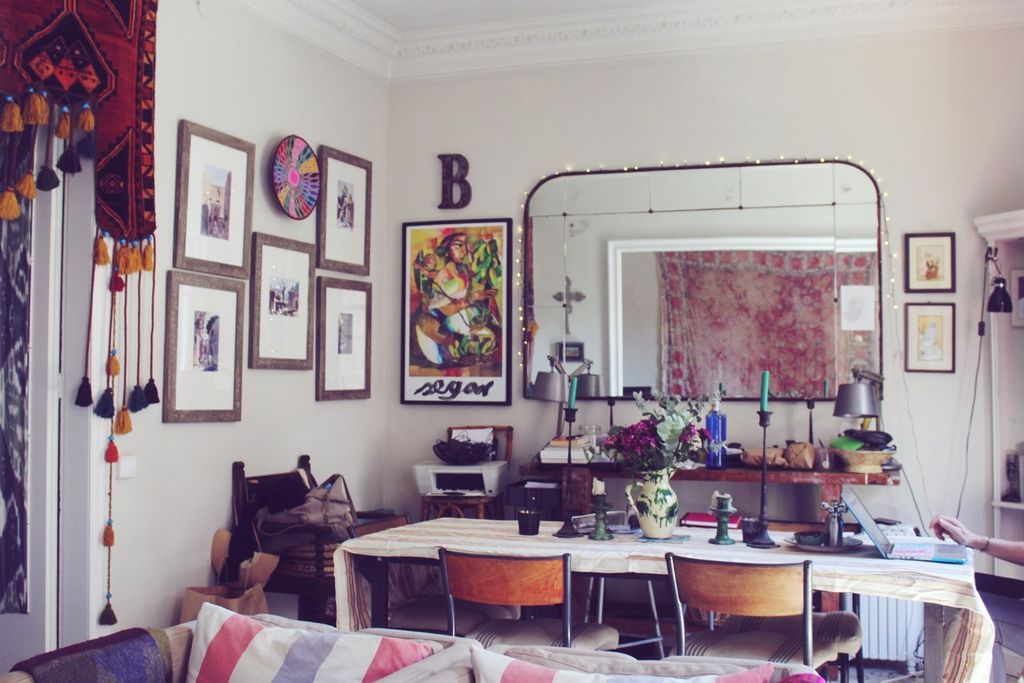 The warm decor of the open plan dining area.