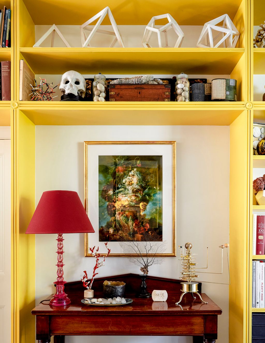 Image may contain Furniture Lamp Shelf Interior Design Indoors and Table Lamp