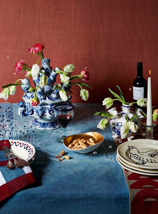 1 ‘Ruskin linen  by Morris  Co 59 a metre from Sanderson Design Group.   2  6 Earthenware ‘Hand Painted Limited Edition...