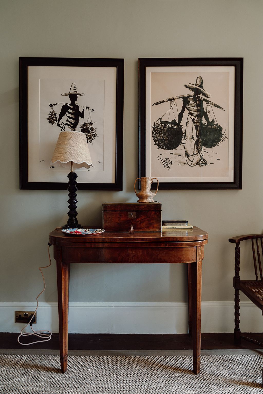 Image may contain Wood Flooring Furniture Lamp Hardwood Table Lamp Table Interior Design and Indoors