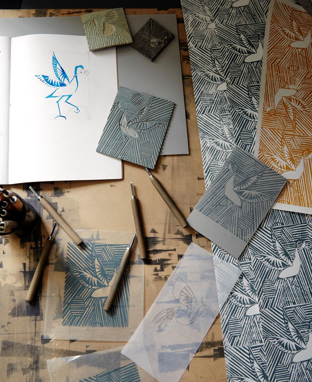 Based in London artist Nicholas Hughes is still able to produce sheets of his playful handprinted wallpapers  ideal to...