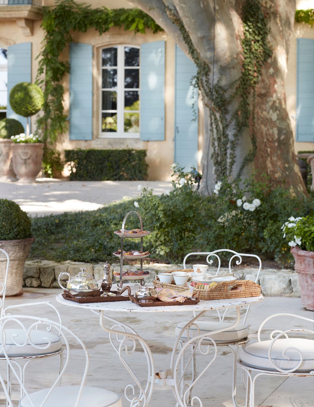 Image may contain Furniture Table Home Decor Chair Patio Dining Table Tree and Plant