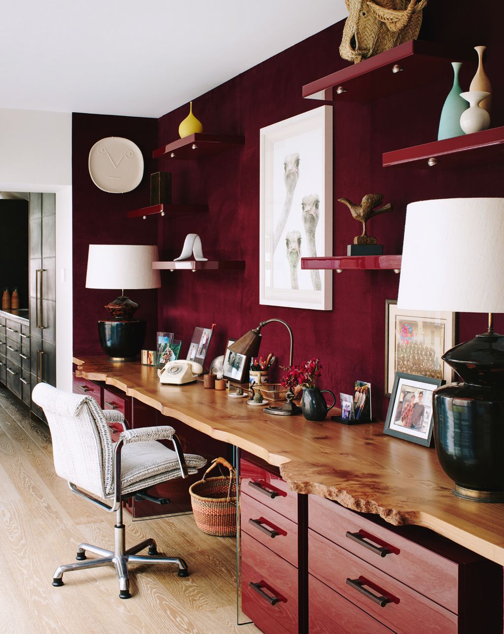 Image may contain Furniture Chair Interior Design Indoors Room Lamp Table Lamp Living Room and Wood