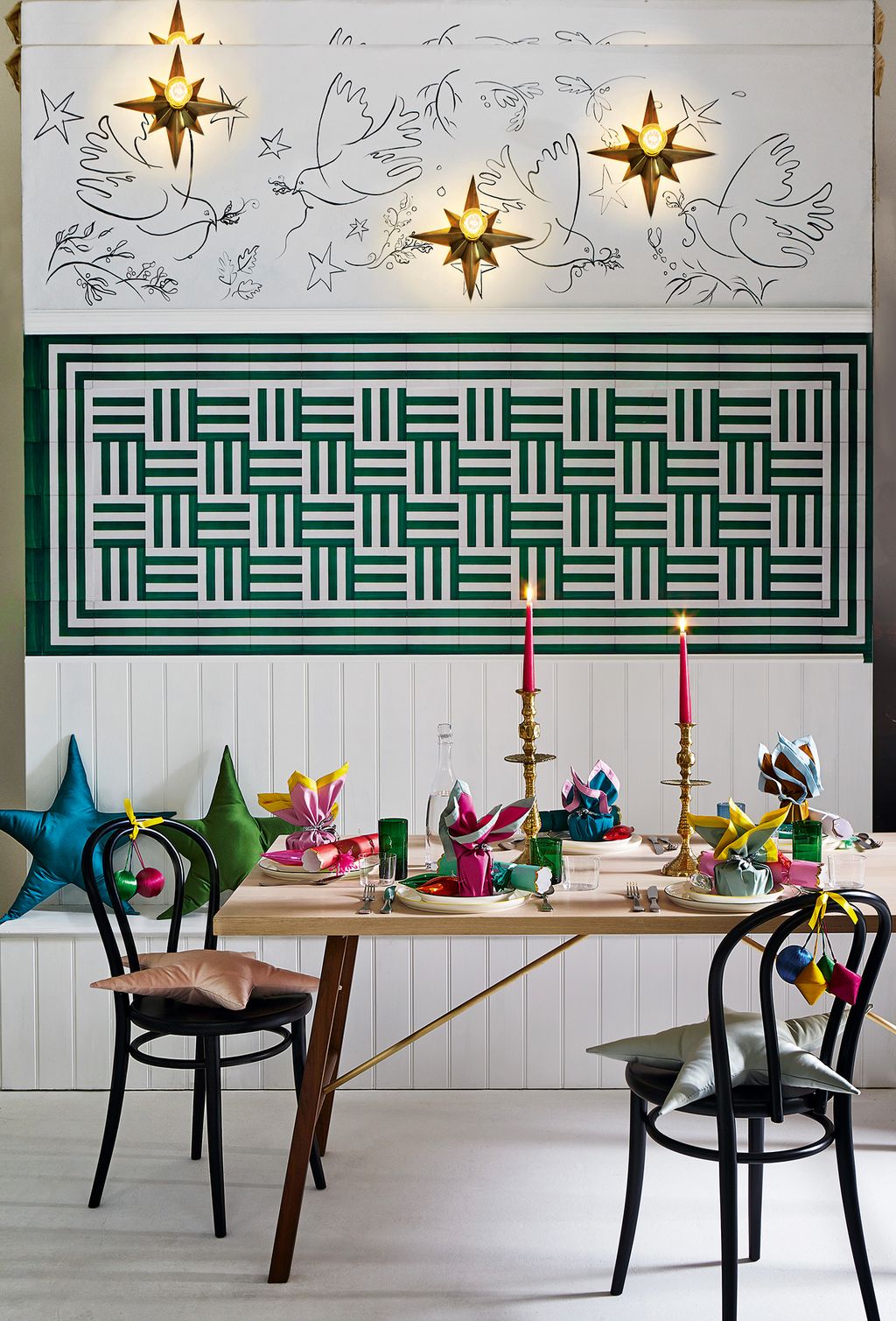 This colourful scheme is a particularly jolly one that works best if you're sitting down to eat at lunch so that the...