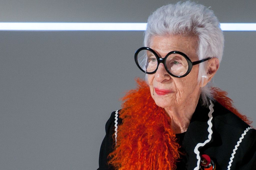 Image may contain Iris Apfel Clothing Apparel Human Person Glasses Accessories Accessory and Scarf
