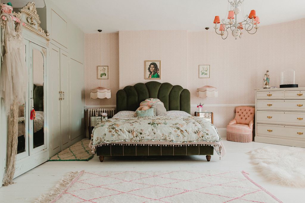 Image may contain Furniture Indoors Room Bedroom Interior Design Bed Flooring Living Room and Floor