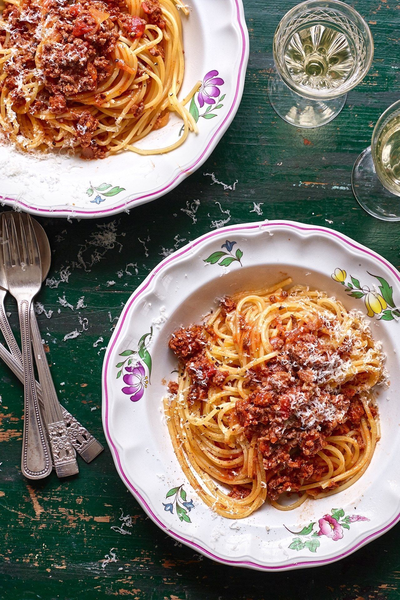 Image may contain Spaghetti Food Pasta Cutlery and Fork
