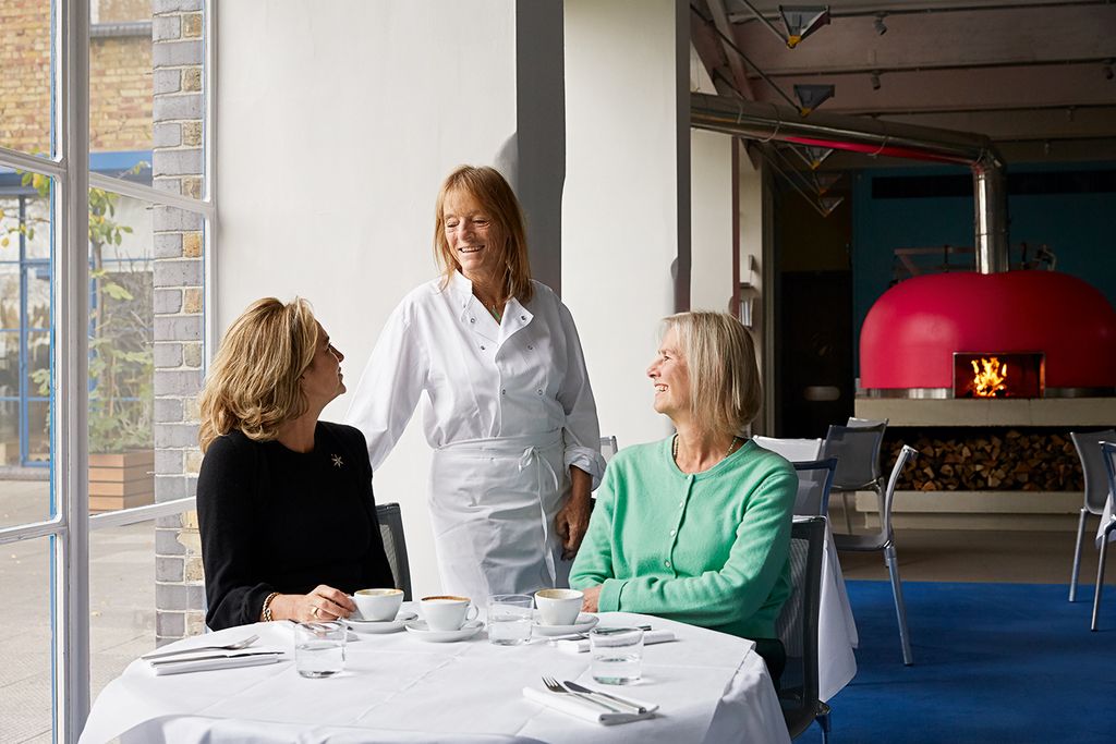 At The River Caf in Hammersmith with friends Ruth Rogers  and Philippa Walker.