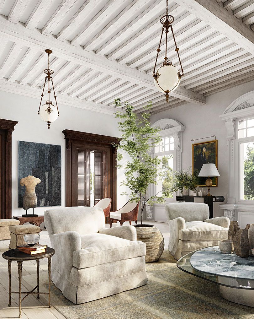 Image may contain Furniture Table Living Room Room Indoors Coffee Table Housing Building Interior Design and Rug