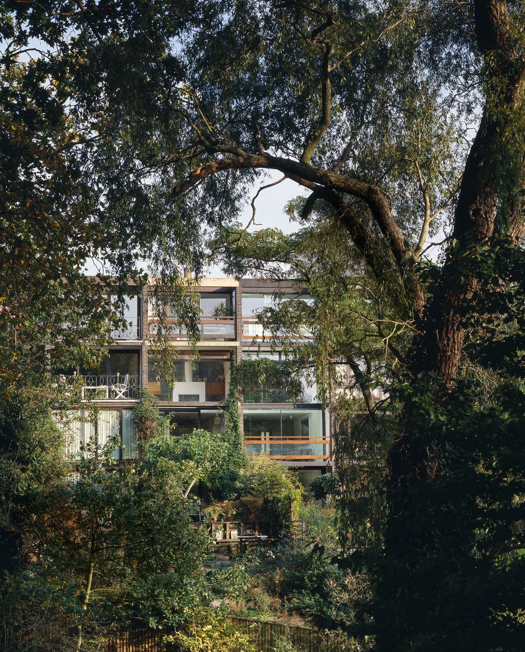 Bill and Gillian Howell's modernist terrace overlooking Hampstead Heath was first featured in House  Garden in 1957 .