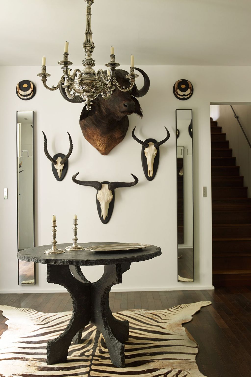 Image may contain Interior Design Indoors Wood and Antler