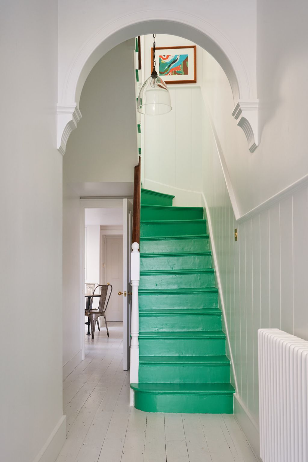 Image may contain Staircase Wood Hardwood Banister Handrail Interior Design Indoors and Flooring