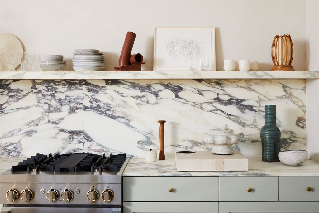 “The old kitchen was kind of dark and heavy” says Calderone. “I wanted to do something that was light and bright but...