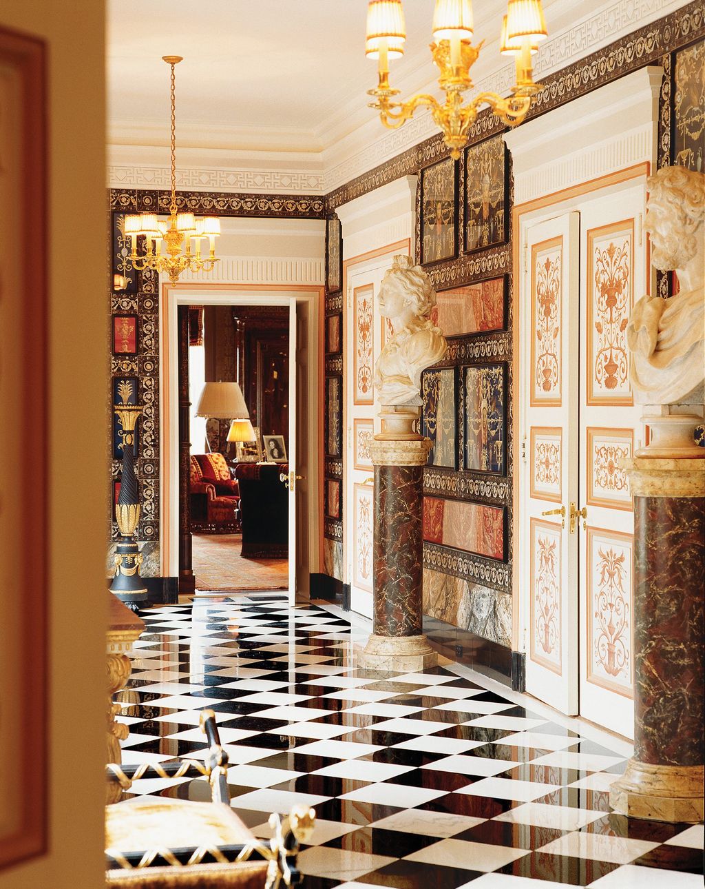 Renzo Mongiardino created a grand entrance in this Upper East Side apartment the doors to the elevator landing are...