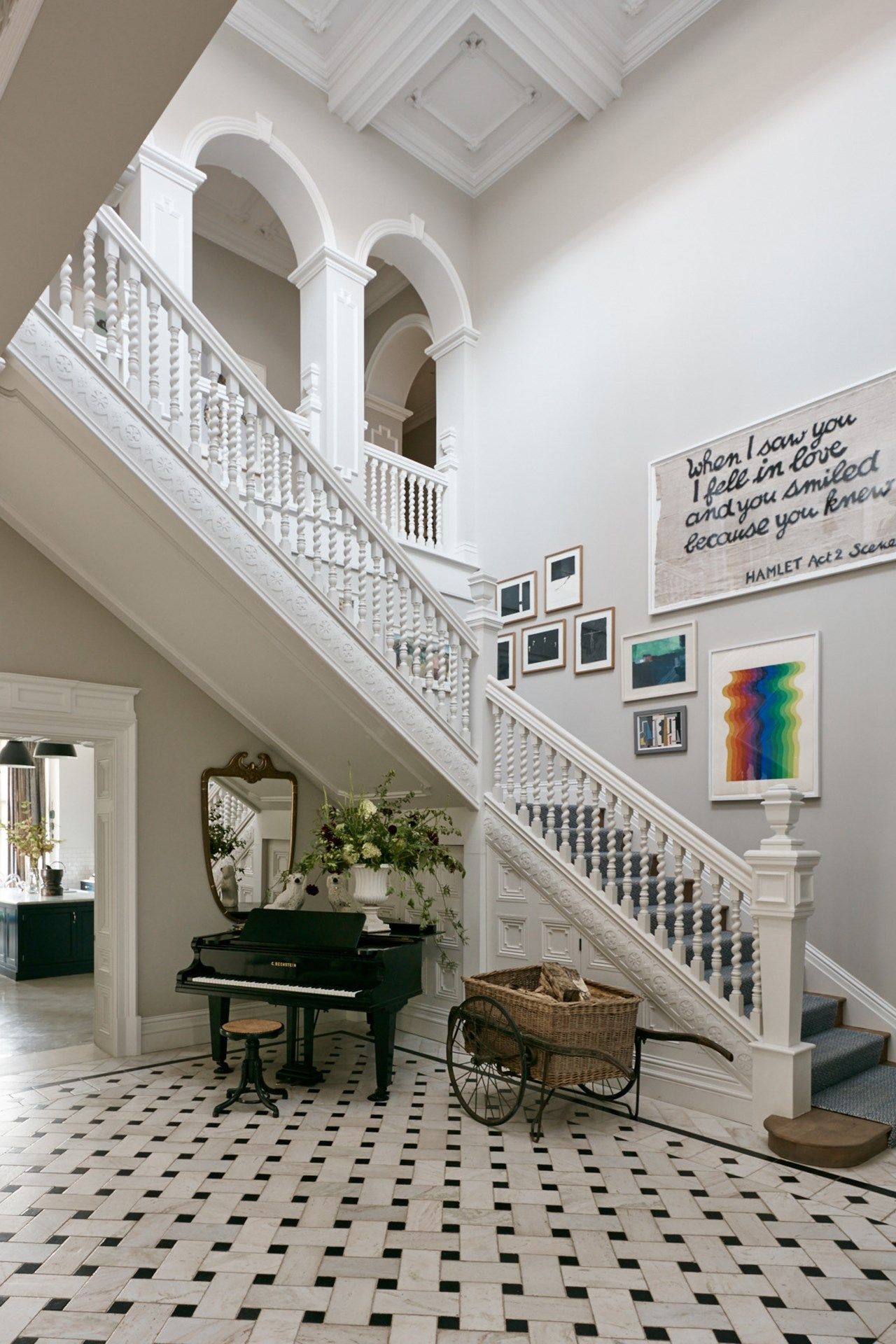 Image may contain Musical Instrument Piano Leisure Activities Grand Piano Banister Handrail and Staircase