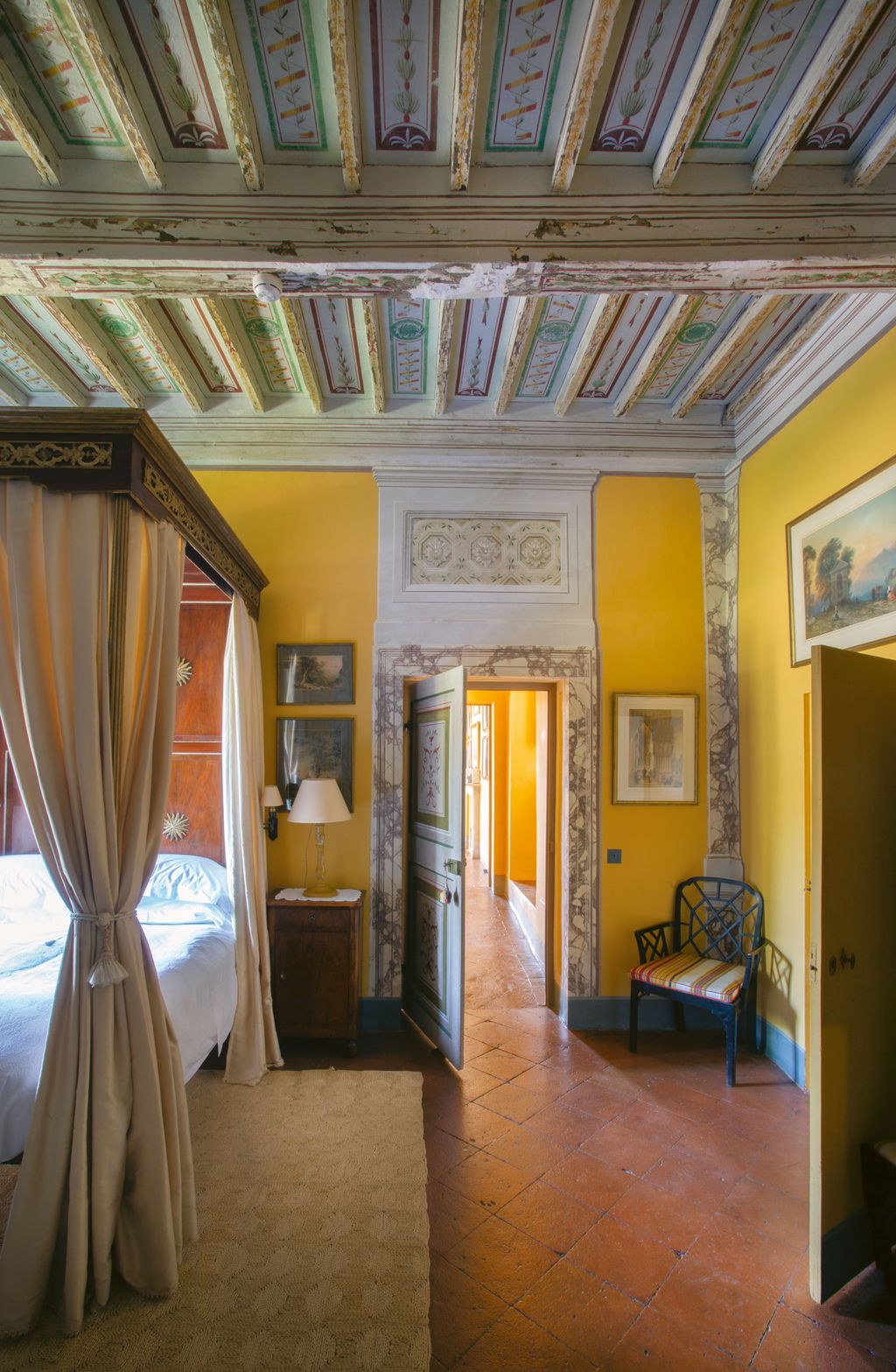 A bedroom at Villa Cetinale which Camilla helped to decorate. When the house's owners Ned and Marina Lambton asked...