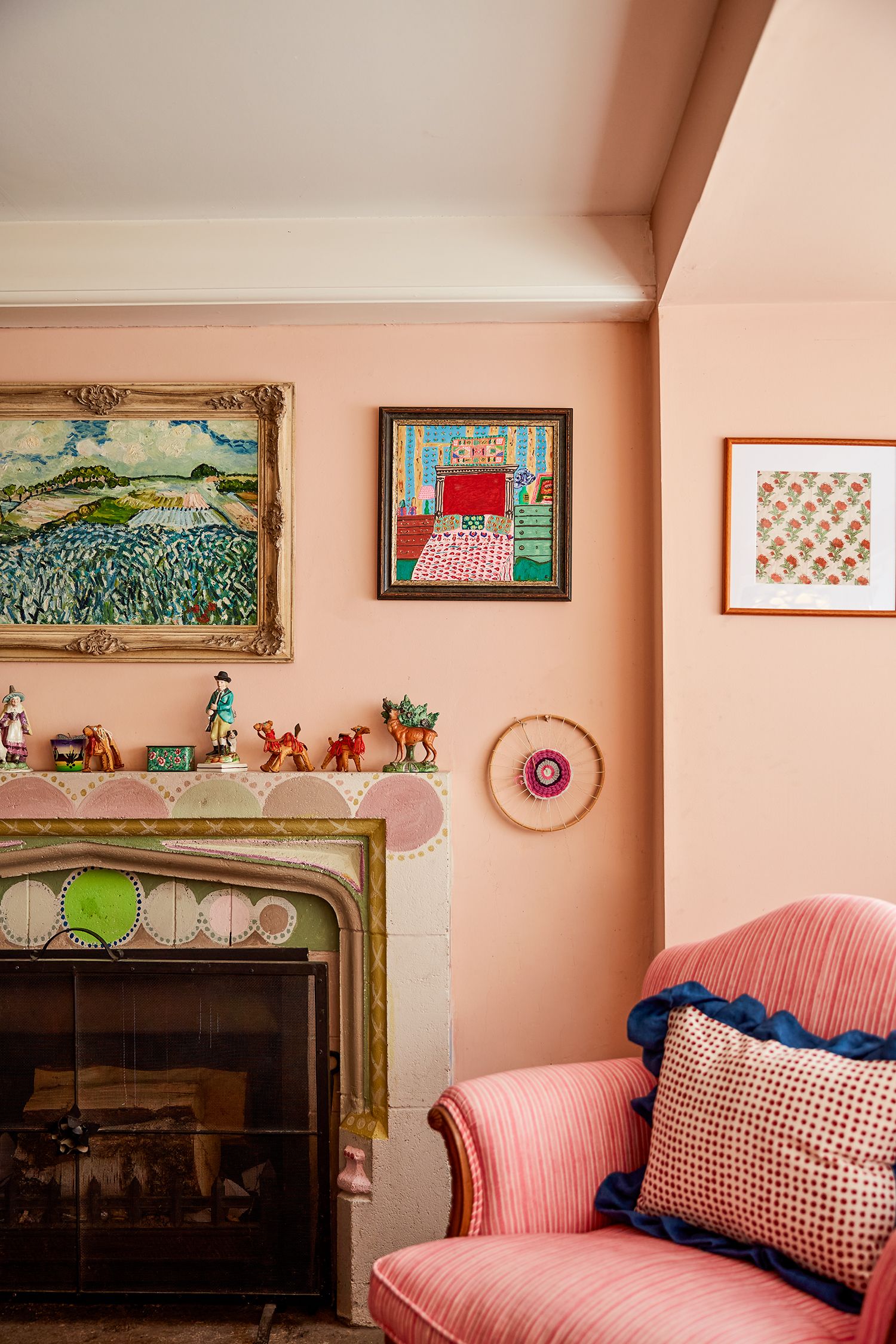 Image may contain Living Room Room Indoors Interior Design Fireplace Furniture Home Decor Cushion Couch and Pillow