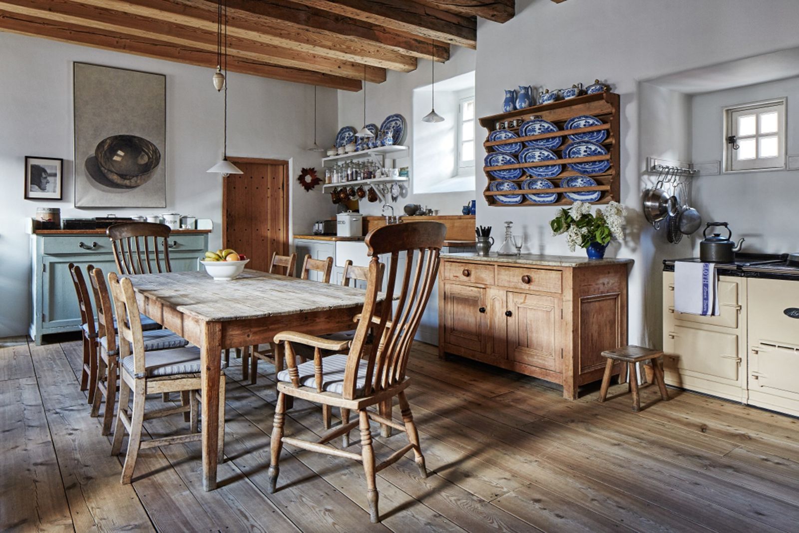 Kitchen Ideas. Image may contain Furniture Chair Wood Flooring Hardwood Interior Design Indoors Room Dining Room and Floor