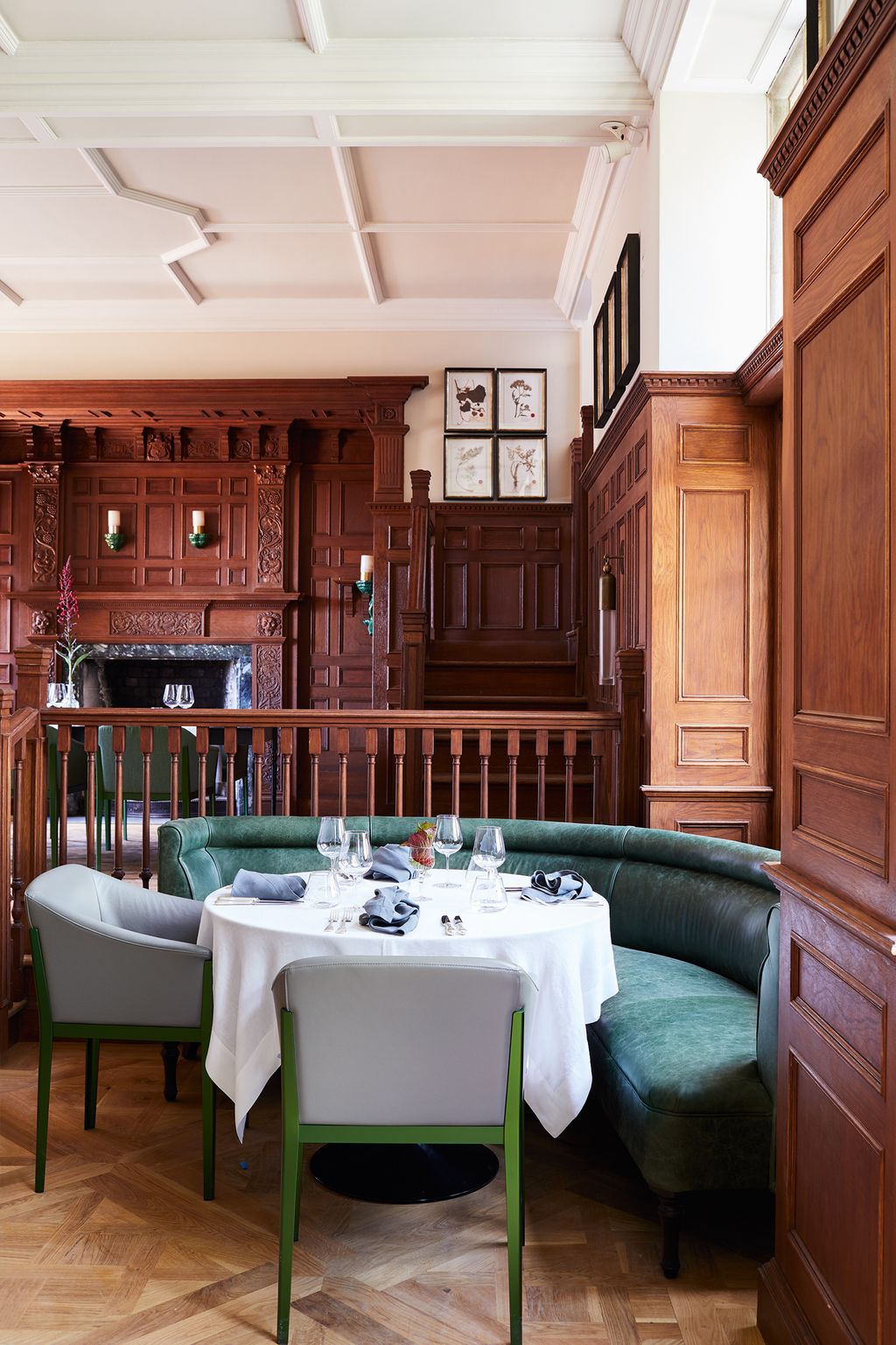 Image may contain Wood Furniture Hardwood Chair Room Indoors Flooring Dining Table and Table