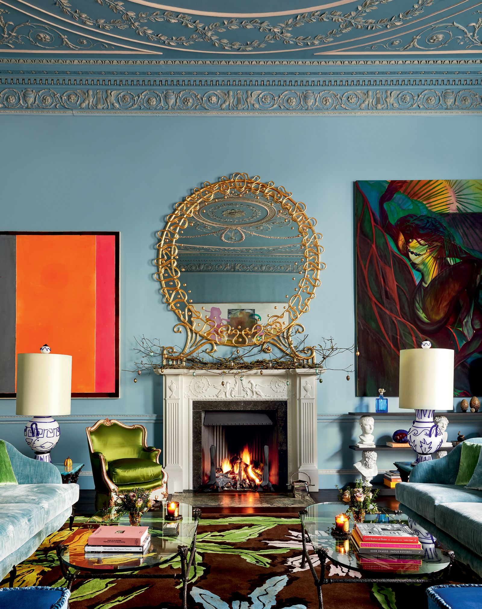 Image may contain Living Room Indoors Room Interior Design Fireplace Hearth Home Decor Furniture Couch and Cushion