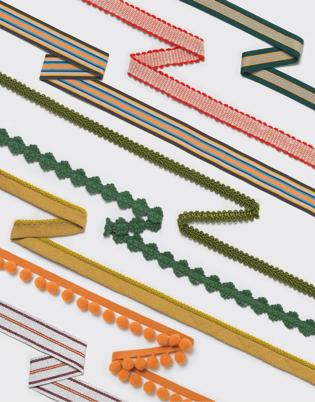 From top   ‘Thick Woven Strapping  polyester 3cm wide 9.70 from MacCulloch  Wallis  ‘15mm Grosgrain Braid  cotton 1.5cm...