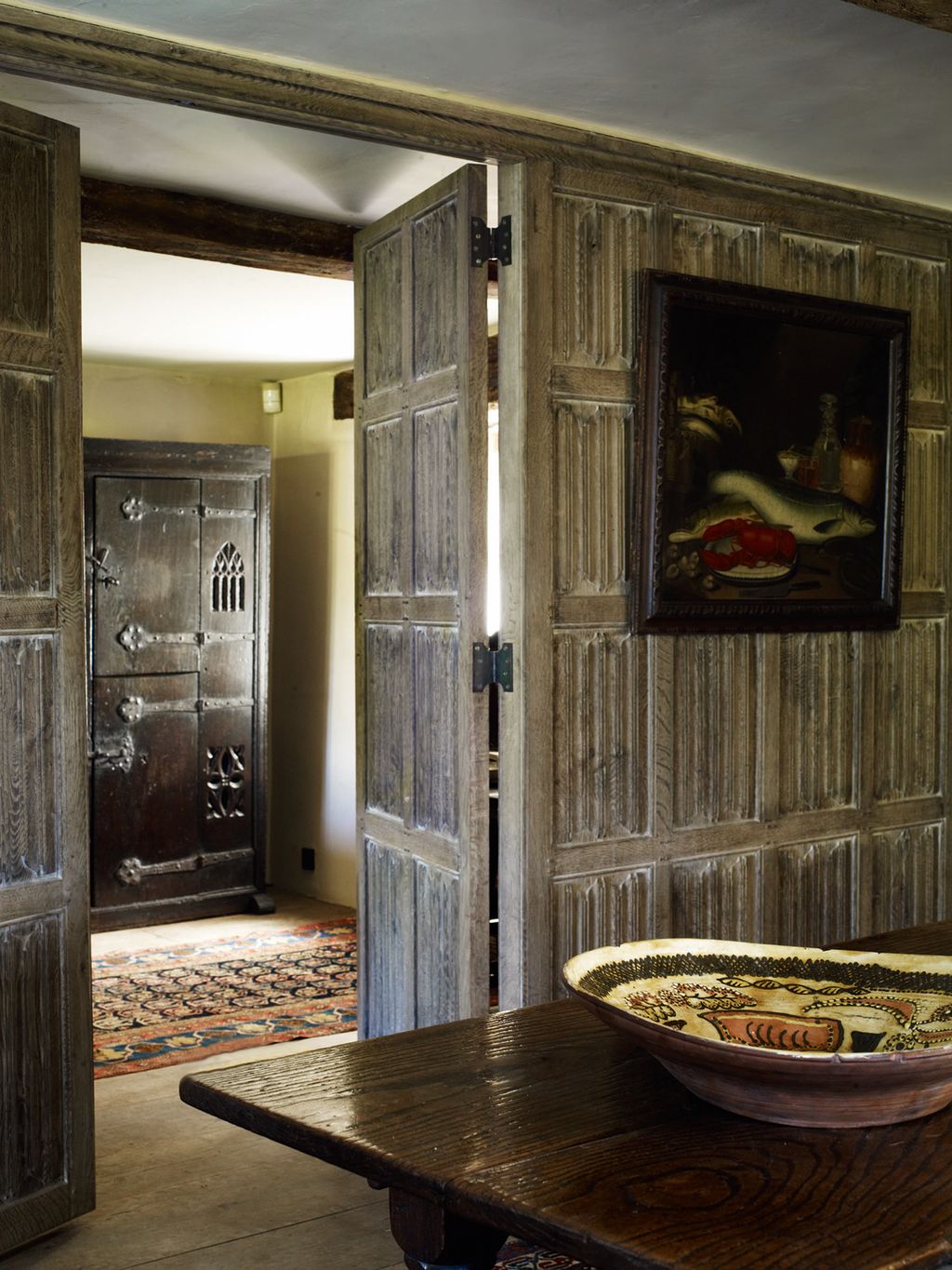 Image may contain Flooring Wood Furniture Hardwood Floor Plywood Interior Design Indoors Food Meal and Living Room