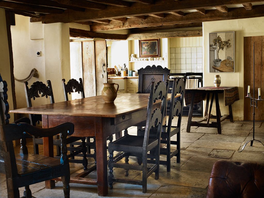 Image may contain Wood Furniture Chair Hardwood Plywood Room Indoors Dining Table Table Dining Room and Flooring