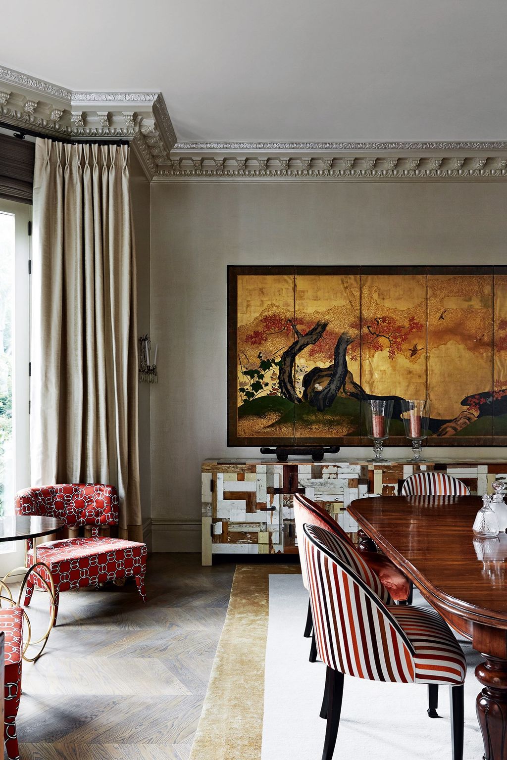 Image may contain Wood Furniture Chair Hardwood Flooring Floor Interior Design Indoors Living Room Room and Art