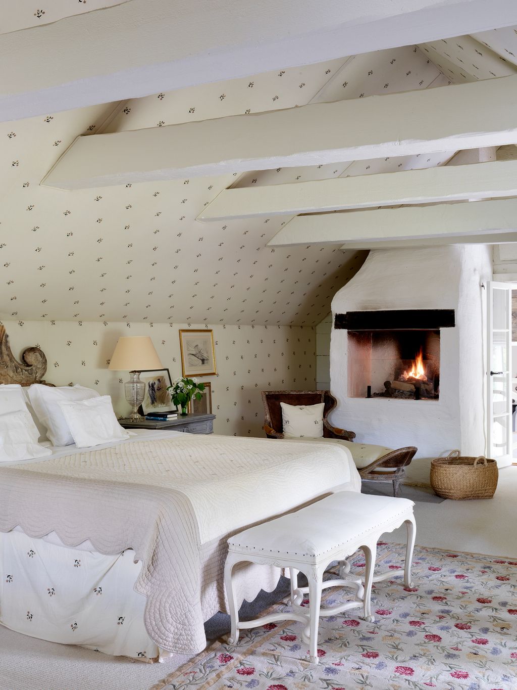 Lars broke through the original chimney to create the fireplace in the main bedroom.