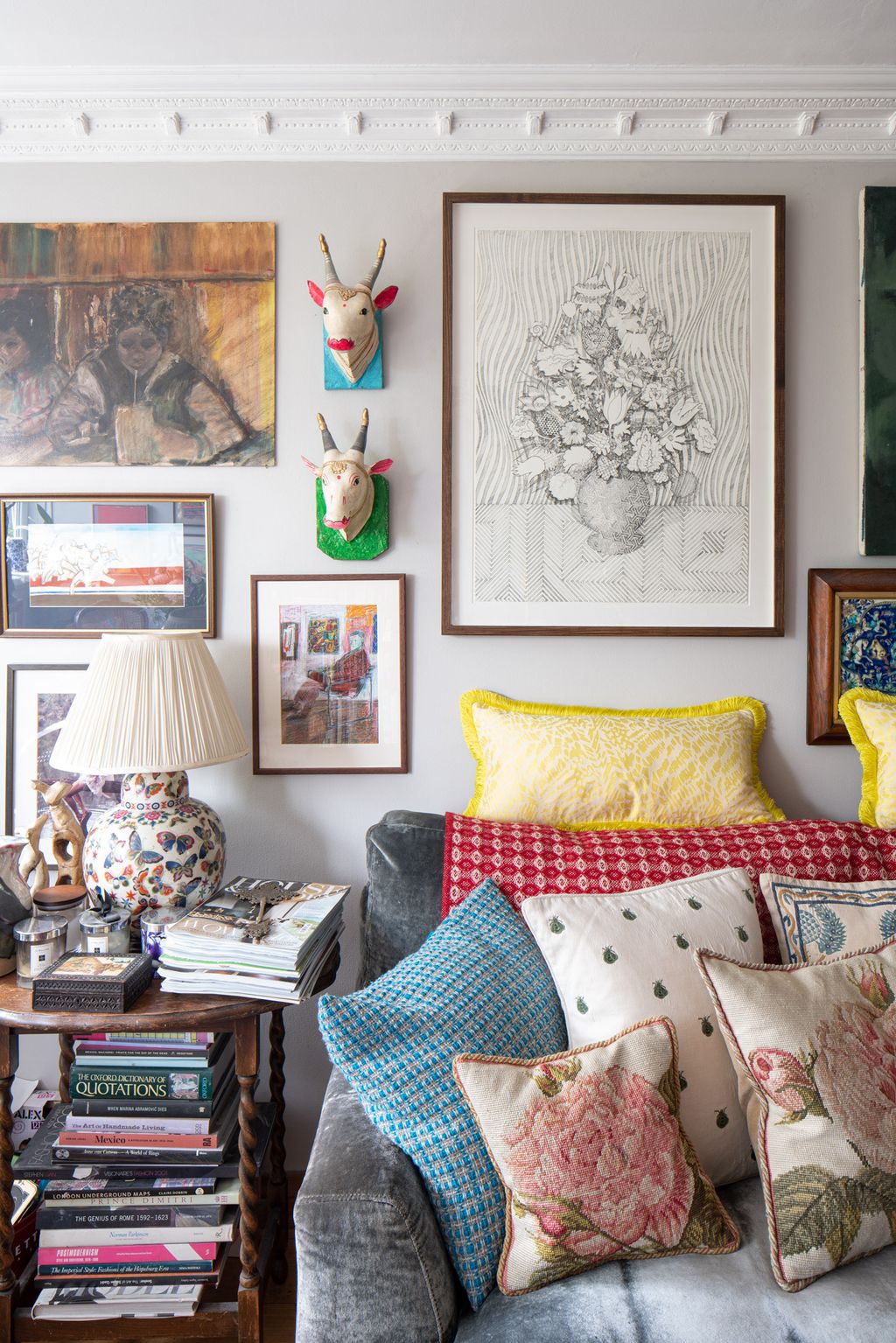 Image may contain Cushion Room Bedroom Indoors Furniture Pillow Living Room Lamp Table Lamp Human and Person