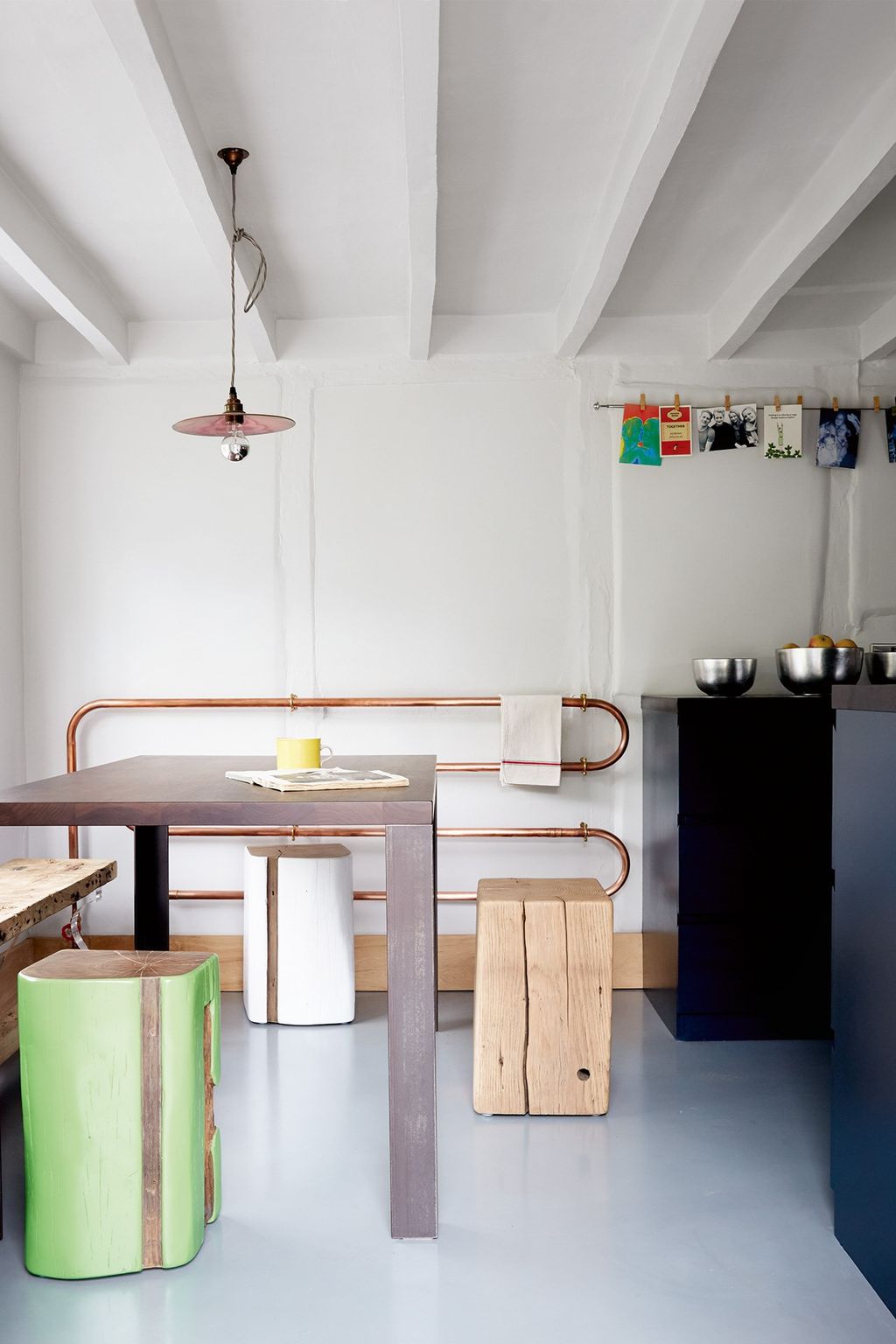 The seating is made of blocks of reclaimed greenheart wood.