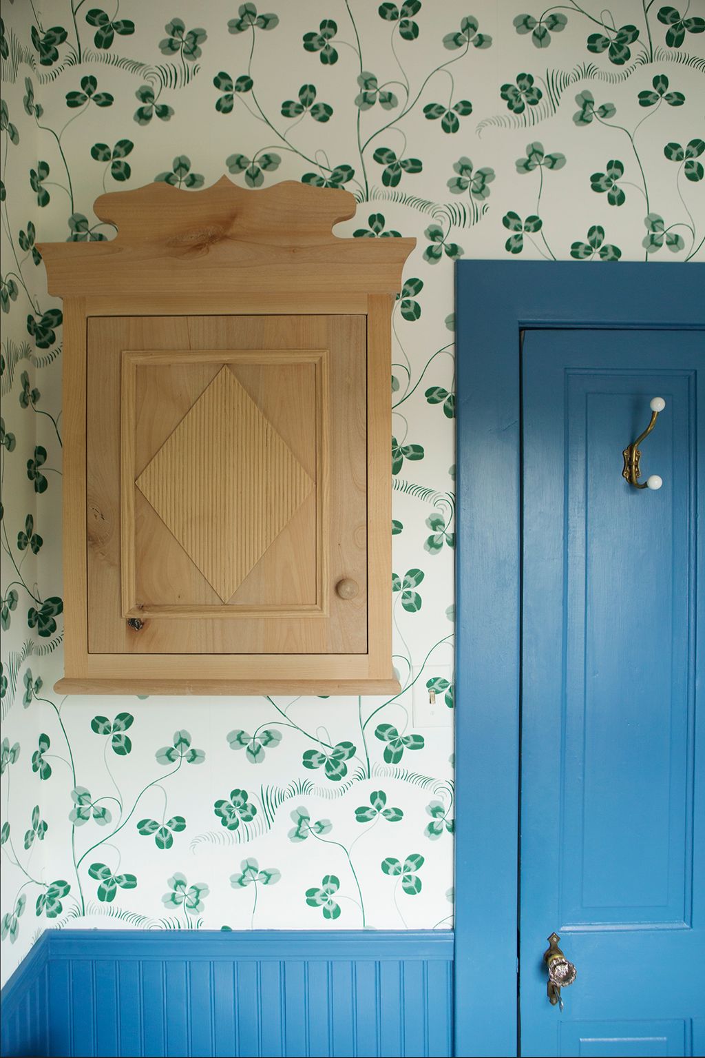 The blue paint is 'Stormy Ridge' by PPG.